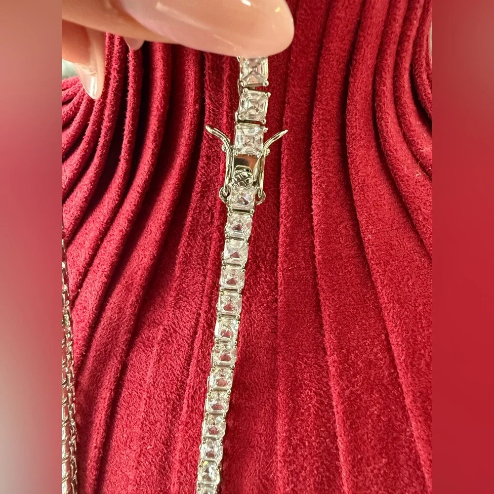 Princess cut diamond tennis necklace - Picture 4 of 4